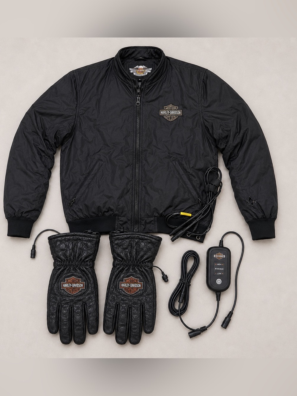 Harley-Davidson Heated Motorcycle Jacket Liner XL Gloves Controller Riding Gear